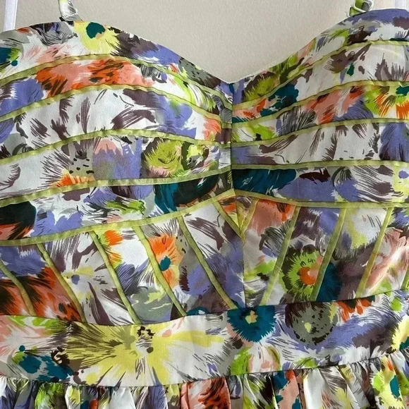 Minuet Floral Sweetheart Fit and Flare Dress, Blue/Green/Purple, Size Medium - Picture 7 of 16